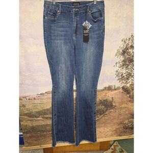 Alloy Apparel Tall Celina Snap Button Side Flare Jeans Size 14 35 Long NWT